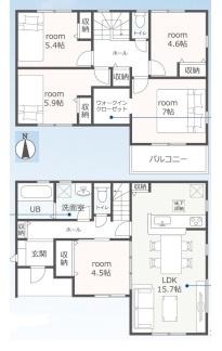 �Ԏ��} �S���t���[�����O�A5LDK�A2�K���āI �~�n�͖�52�؁A���ԃX�y�[�X3��I