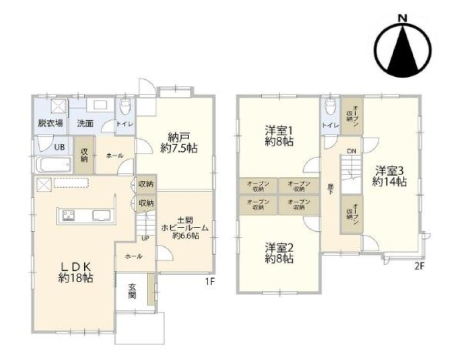 �Ԏ��} �_���t�H�[���ς݁^�@ 3SSLDK�A2�K���āA���ԃX�y�[�X3��I �o�C�N�K���[�W���̕����ɗ��p�ł���y��6.6������I �S��8���ȏ�̂�Ƃ�̍L����