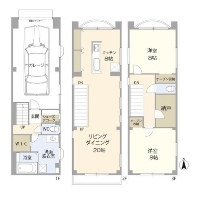 �Ԏ��} �_���t�H�[���ς݁^�@
�S�����A2SLDK�A3�K���āI
�d���V���b�^�[�t���K���[�W�n�E�X�ł���
�p���g���[�A�V���[�Y�N���[�N�A�E�H�[�N�C���N���[�[�b�g�Ǝ��[�L�x�I
