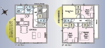 �Ԏ��} �����Đ������₷�����u�k�G���A�I
3SLDK�A2�K���āA���ԃX�y�[�X2���
LDK18.2���A�L�X�Ƃ������r���O��
