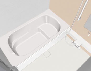 同仕様写真(浴室）　浴室はハウステック製の新品のユニットバスに交換します。浴槽には滑り止めの凹凸があり、床は濡れた状態でも滑りにくい加工がされている安心設計です。